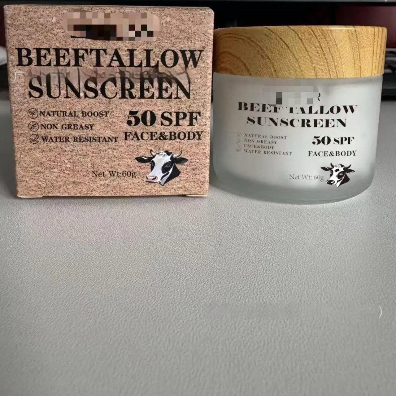 Beef tallow protective cream tube, 60g, for waterproof and non-greasy skin protection.