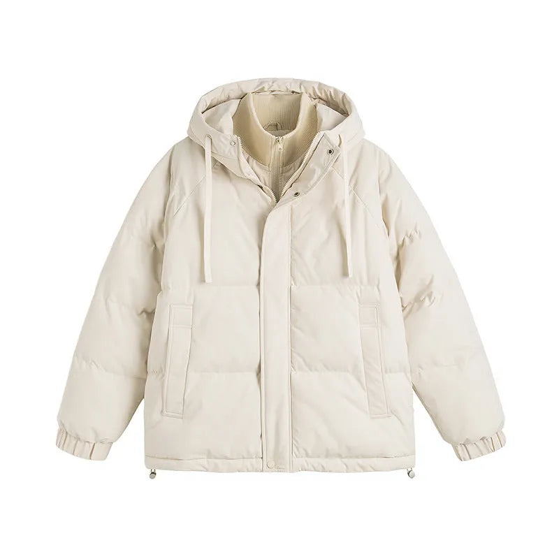 Winter cotton-padded coat in loose fit with side pockets, available in six colours including mustard yellow and light blue