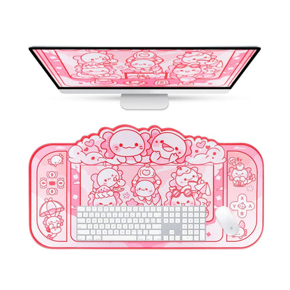 Hexagonal dragon crane machine pattern mouse pad measuring 75 by 40 centimetres with integrated wrist support