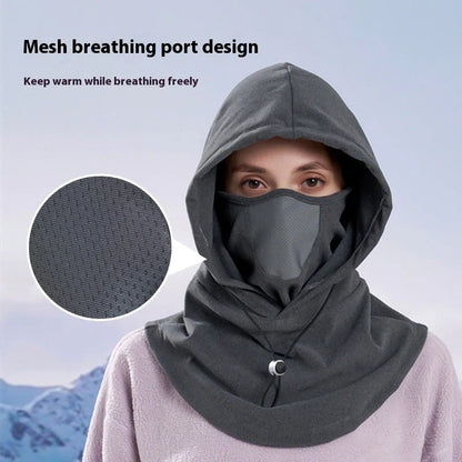 Premium fleece face mask and neck warmer with 360-degree coverage, adjustable drawstring, and versatile design for winter outdoor activities
