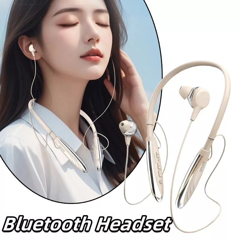 Wireless Bluetooth neckband earphones in skin-friendly colors with magnetic design