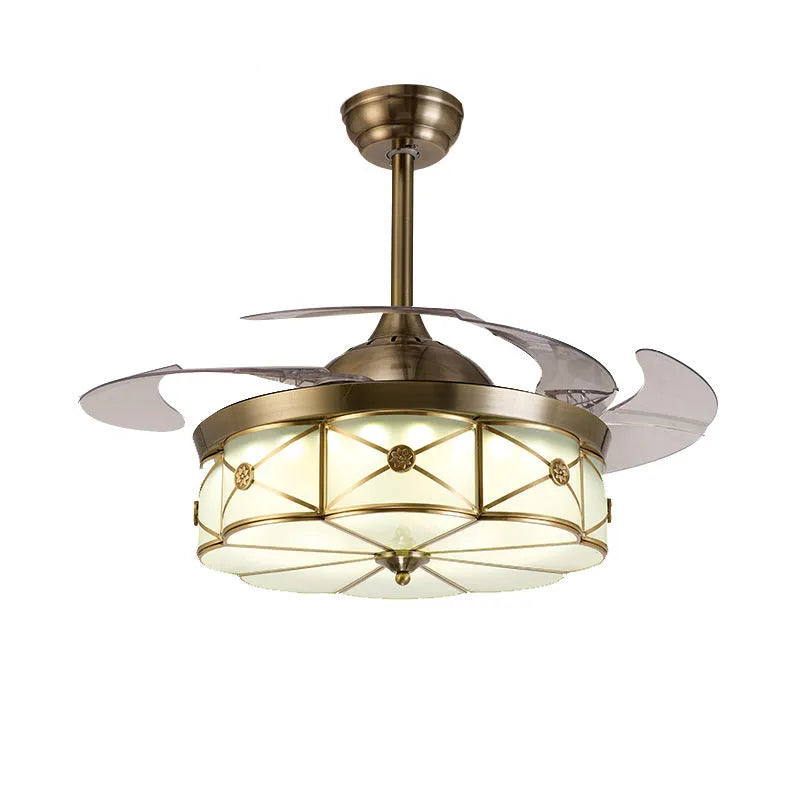 42-inch gold ceiling fan light with invisible blades and remote control