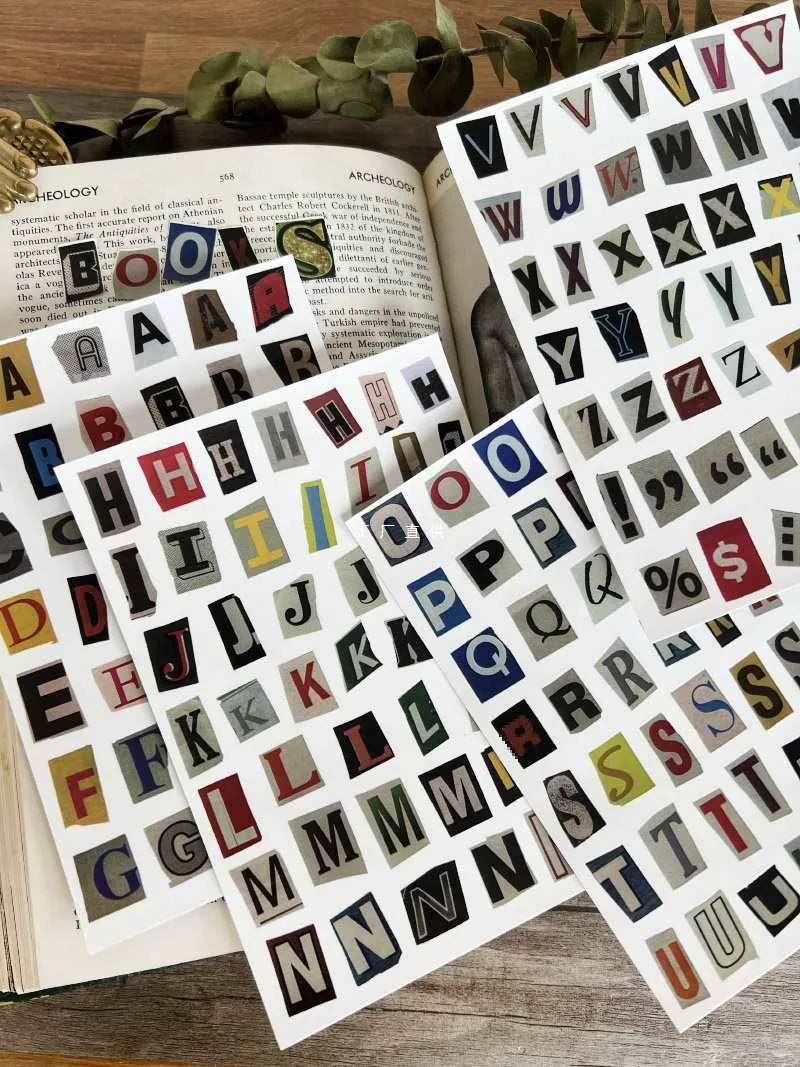 English Letters and Numbers Symbol Label Sticker Material Decoration Stickers: 5 sets of English letters, weekly words, and individual letters for customisable organisation and decoration