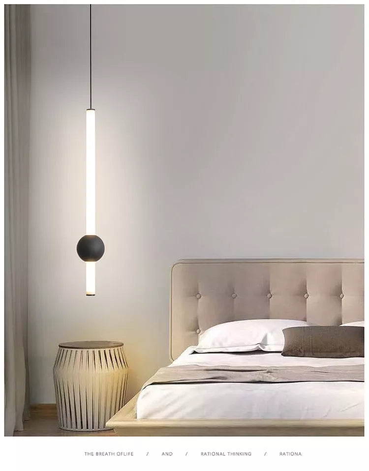 Nordic Minimalist LED Hanging Line Lamp with adjustable light colors for modern bedrooms
