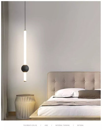 Nordic Minimalist LED Hanging Line Lamp with adjustable light colors for modern bedrooms