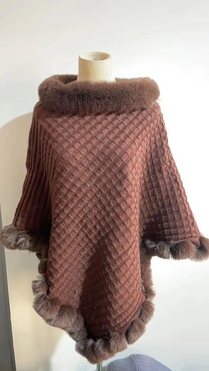 Luxury Rex Rabbit Fur Shawl Cape for Women in various colors