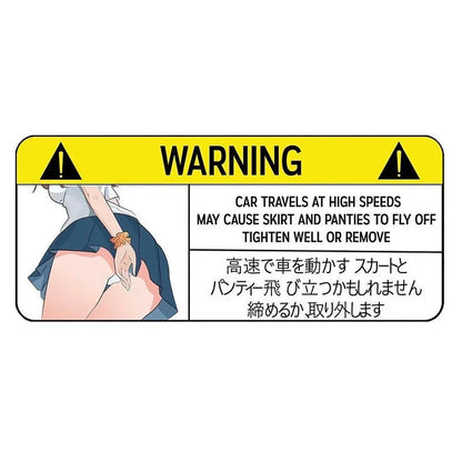 Funny comic car warning sticker measuring 13cm, showing one of eight colourful PVC designs.