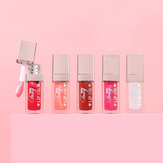 Bright lip gloss mint lipstick in five colour shades with moisturising and repairing effects