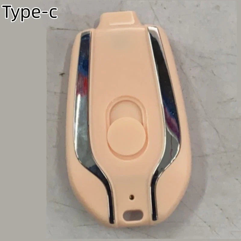 Compact 1500mAh Mini Portable Power Bank with Waterproof Rubber Exterior, Carabiner Clip, and Fast Type-C Charging