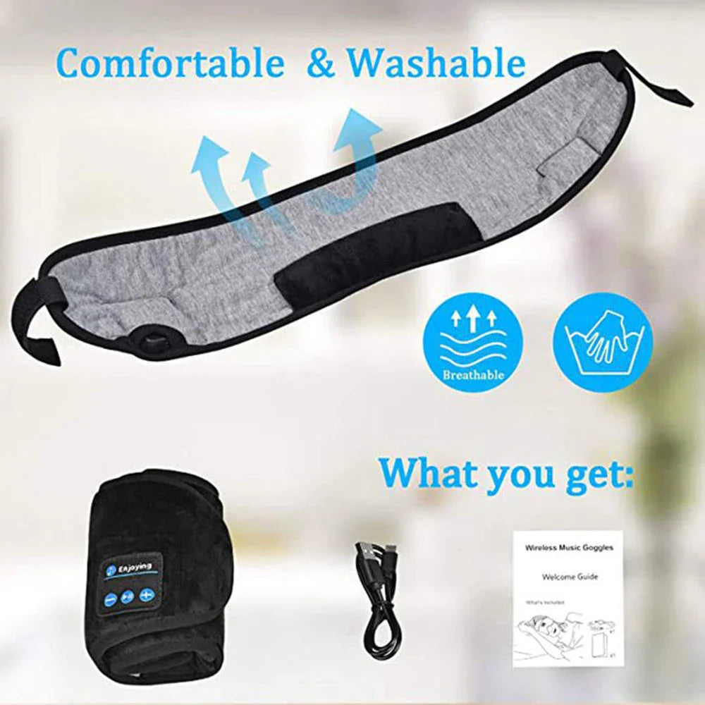 Wireless Bluetooth 5.0 Sleep Headphones with Plush Sleep Mask and Music Player