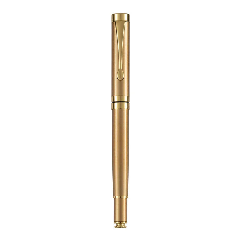 Metal fountain pen showing multiple colour options with gold and silver clips for calligraphy practice