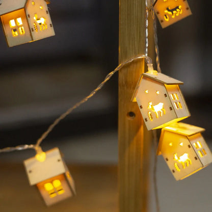 House-shaped LED string lights for Christmas and Halloween decorations in various designs