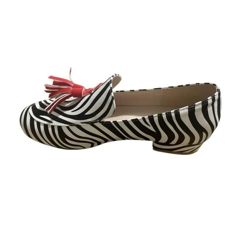 Women's leopard print low-cut casual loafers with flat heel and round toe, sizes 34-43