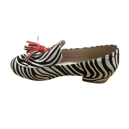 Women's leopard print low-cut casual loafers with flat heel and round toe, sizes 34-43