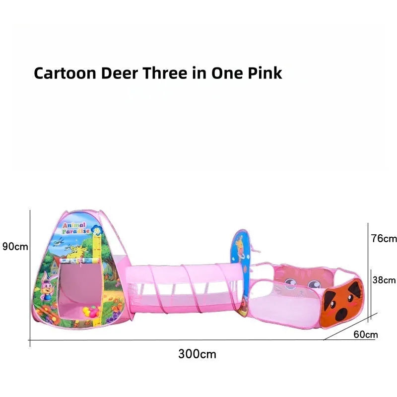 Underwater World children's three-in-one play tent with ball pool and tunnel in cartoon marine design