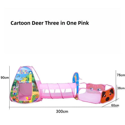 Underwater World children's three-in-one play tent with ball pool and tunnel in cartoon marine design