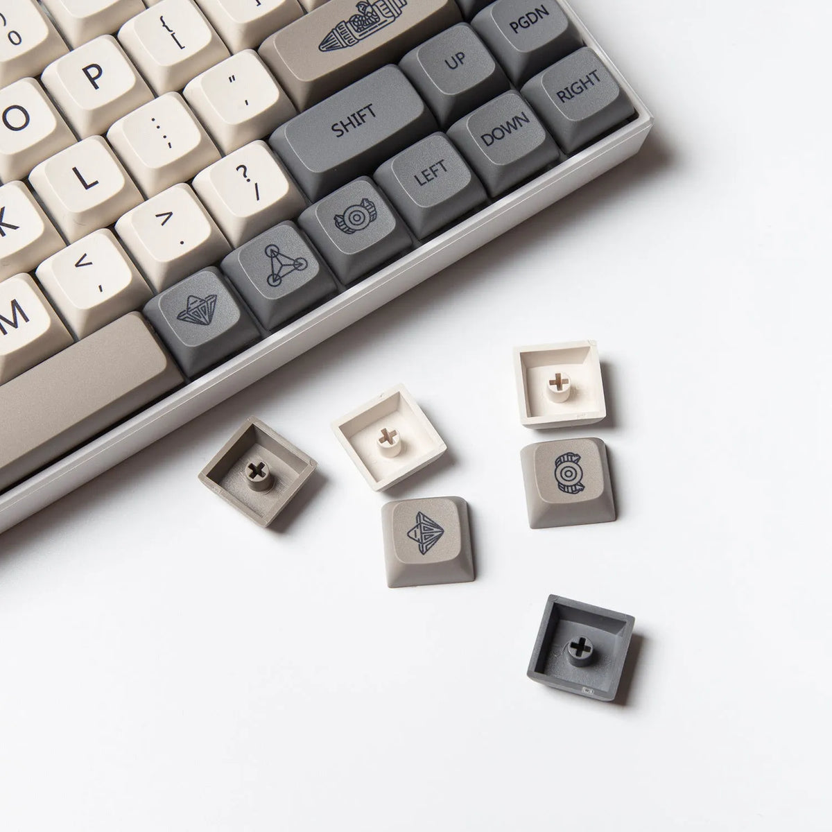 PBT XDA profile 139-key mechanical keyboard keycap set with opaque sublimation print, shown in English layout.