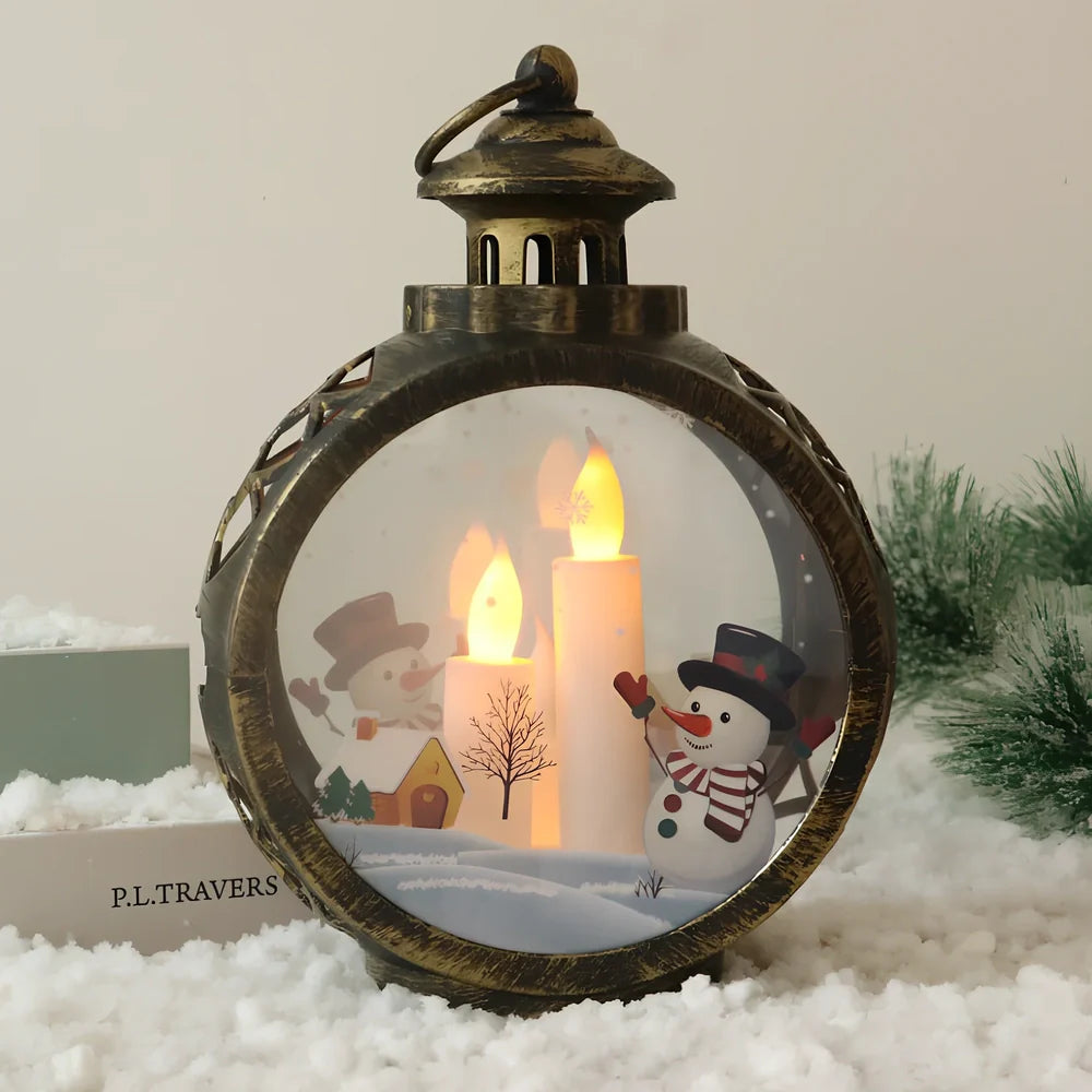Christmas candle light decoration with retro window design measuring 15cm height