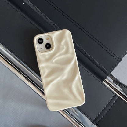 Electroplating three-dimensional pleated phone case in wrinkled pearl white, TPU, for iPhone 11-16 Pro Max