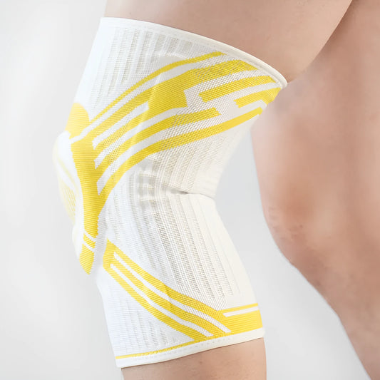 Blue elastic knee pad made from breathable cotton for sports protection