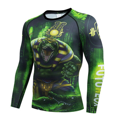 Men's printed slim-fit sports suit top and trousers for running and gym workouts