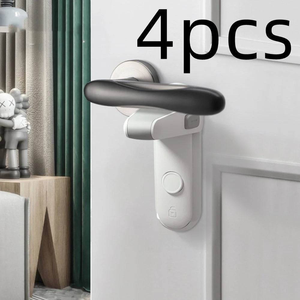 Children's safety door lever lock in enamel gray, easy to install and remove