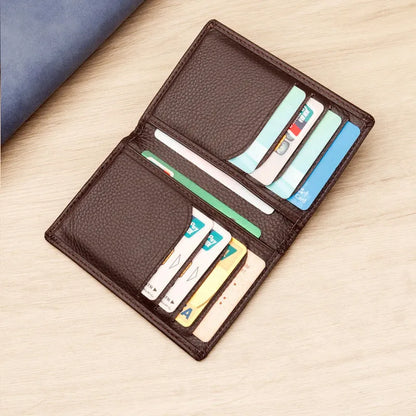 Genuine leather cowhide credit card holder in solid black or brown colour