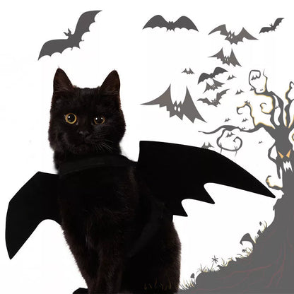 Adjustable black bat wing costume for pets, perfect for Halloween