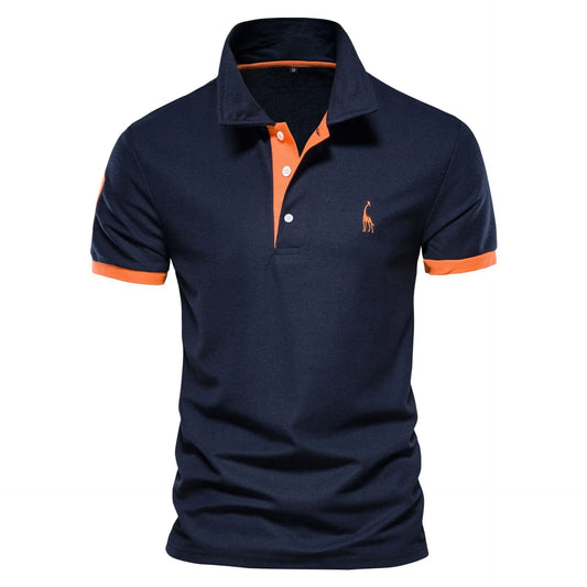 Men's slim-fit short sleeve T-shirt with embroidered deer design on front, available in multiple colours