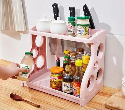Foldable PP plastic kitchen storage shelving unit in multilayer design for organisation