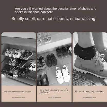 White shoe deodorant balls with green tea scent for 30-day odour elimination in footwear