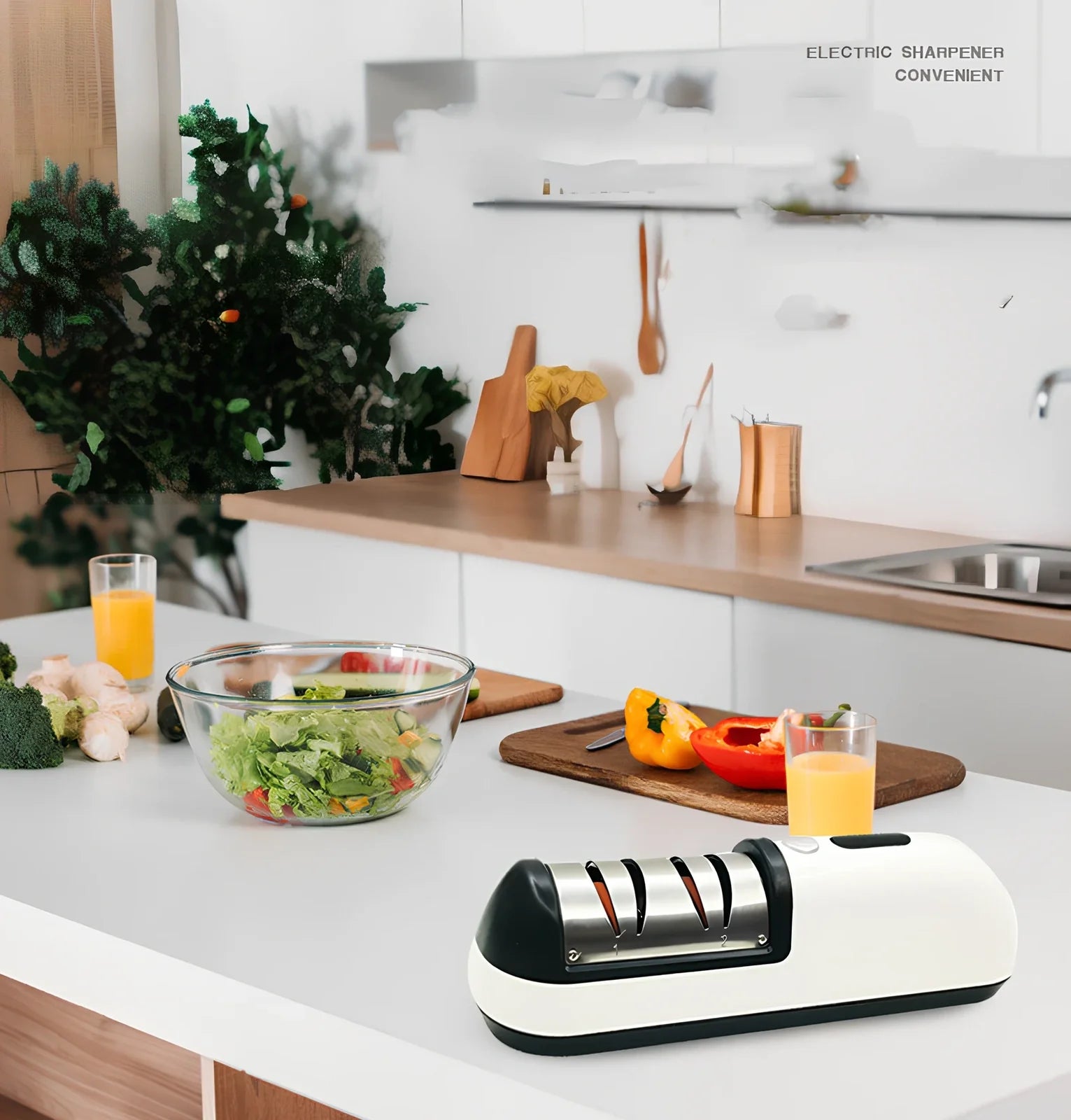 Home kitchen rechargeable electric knife sharpener with USB charging cable