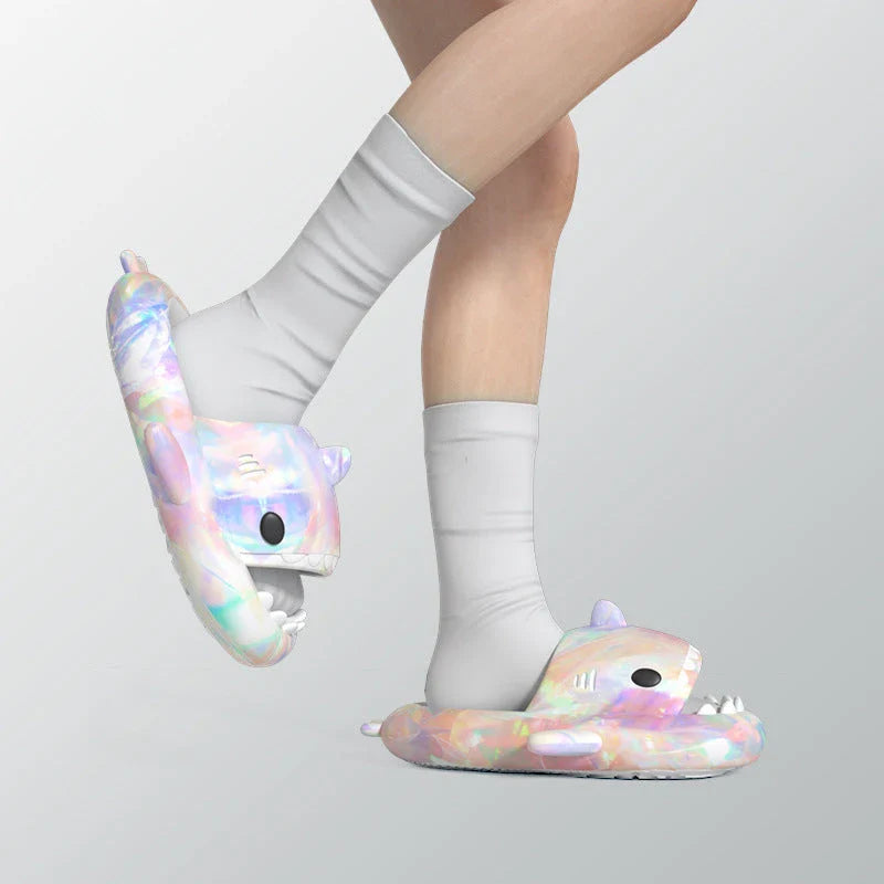 Stylish heart-shaped shark slippers with breathable, anti-slip soles and a variety of vibrant color options