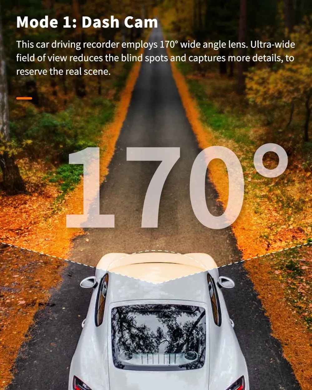 ThiEYE front and rear dash cam with 3-inch screen, suction cup mount, and rear waterproof camera.