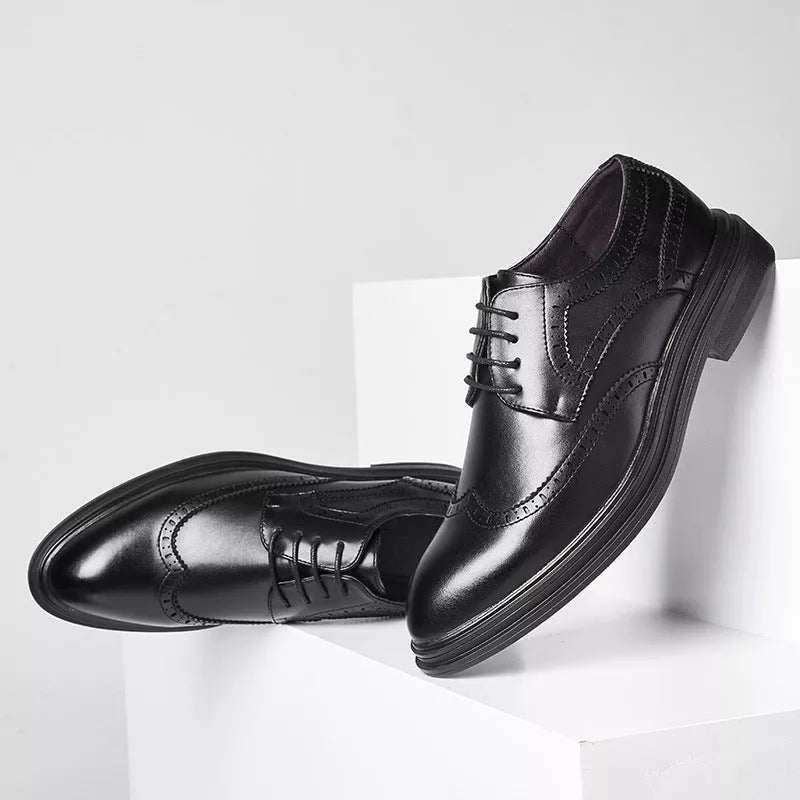 British pointed leather shoes for men in black and brown