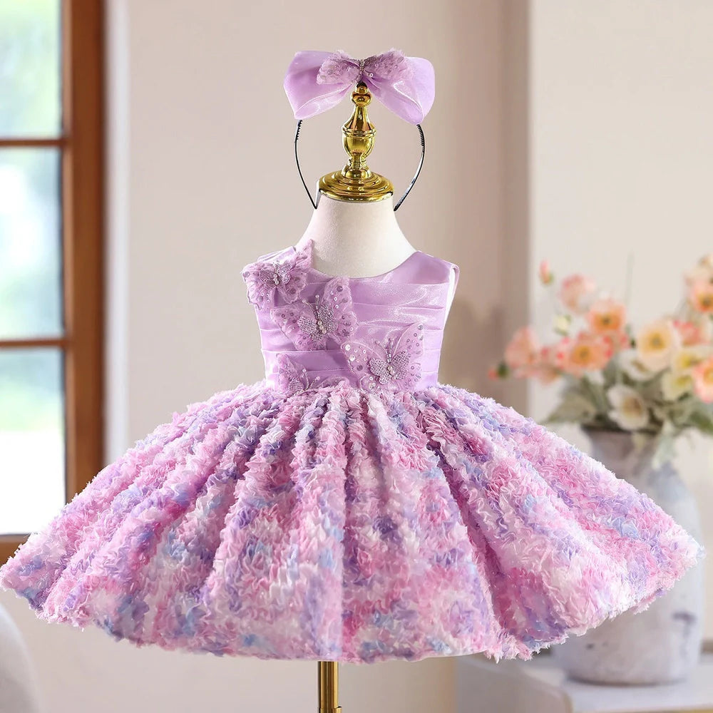 Purple multi-layer pettiskirt for girls with height options from 80cm to 150cm