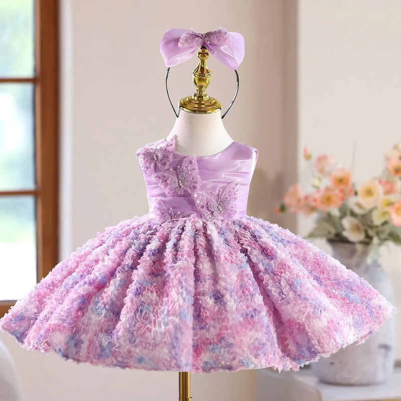 Creative Versatile Host Girl's High-end Pettiskirt Purple: Multi-layer polyester skirt with 8 height options from 80cm to 150cm for custom fit and vibrant purple colour retention after washing