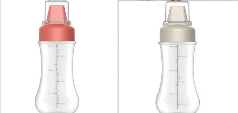 Five-hole Scale Squeezing Sauce Bottle with Lid in elegant black, grey, and Finnish red