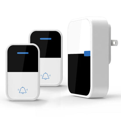 White plastic wireless doorbell receiver and beeper with self-generating power, 150m range