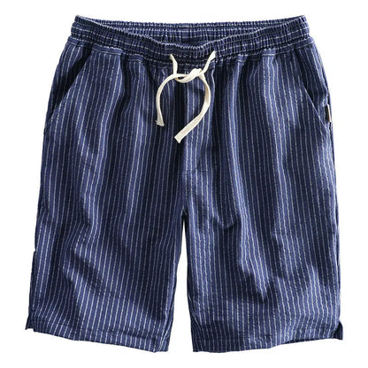 Men's striped casual shorts in cotton with micro elasticity, available in multiple colours and sizes up to 6XL
