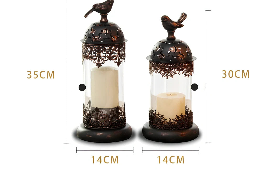 Iron baking paint candle holder in black 14x35cm size for home festive decoration