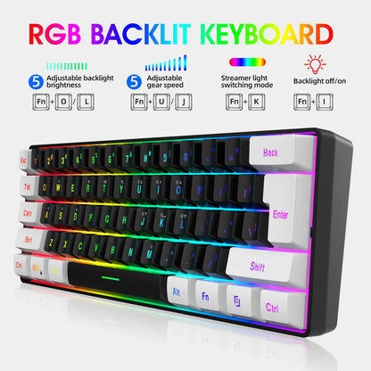 Simple wired 61 key membrane keyboard in white and black colour with 1.7 metre cable