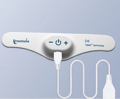 Electronic Smart Sleep Instrument on forehead demonstrating use for insomnia relief