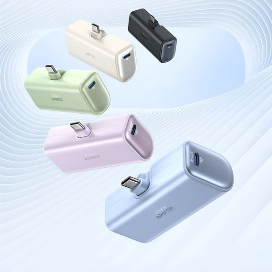 Capsule power bank portable charger in multiple colours with compact design