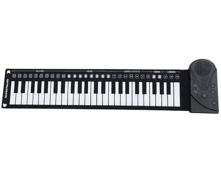 Portable 88-key digital piano with flexible, roll-up design for easy transportation and storage