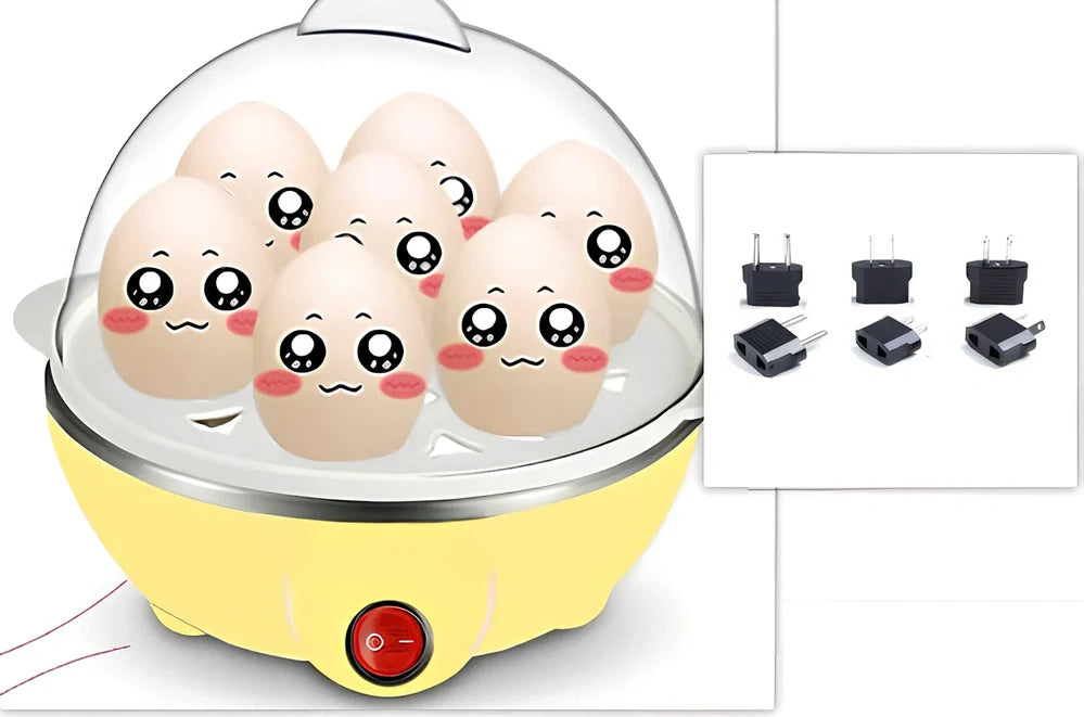 Blue intelligent egg cooker with transparent lid and measuring cup for steam cooking