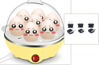 Blue intelligent egg cooker with transparent lid and measuring cup for steam cooking