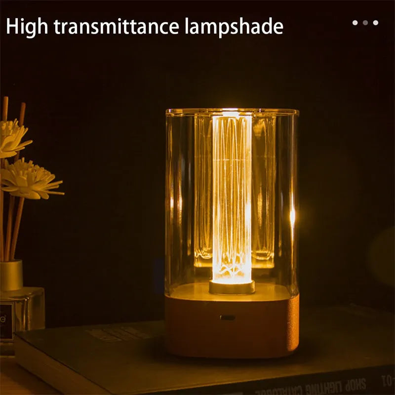 Rose Gold LED touch atmosphere lamp with abstract pattern on bedside table