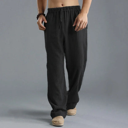 Men's breathable linen loose casual sports pants in various colors