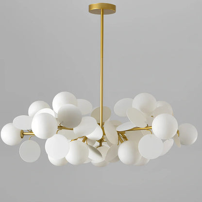 Nordic minimalist chandelier with multiple light heads in metal and glass construction